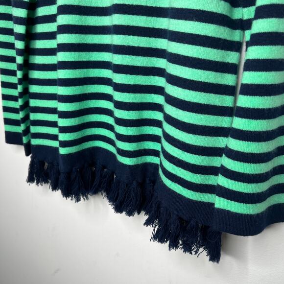 Sail to Sable Green & Navy Stripe Fringe Sweater Size M - Picture 5 of 7